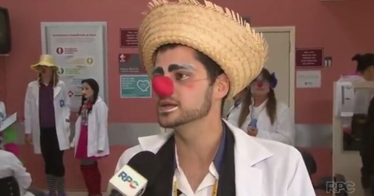 Nariz Solidário em participação em reportagem para o G1 Paraná Paraná TV 1ª Edição